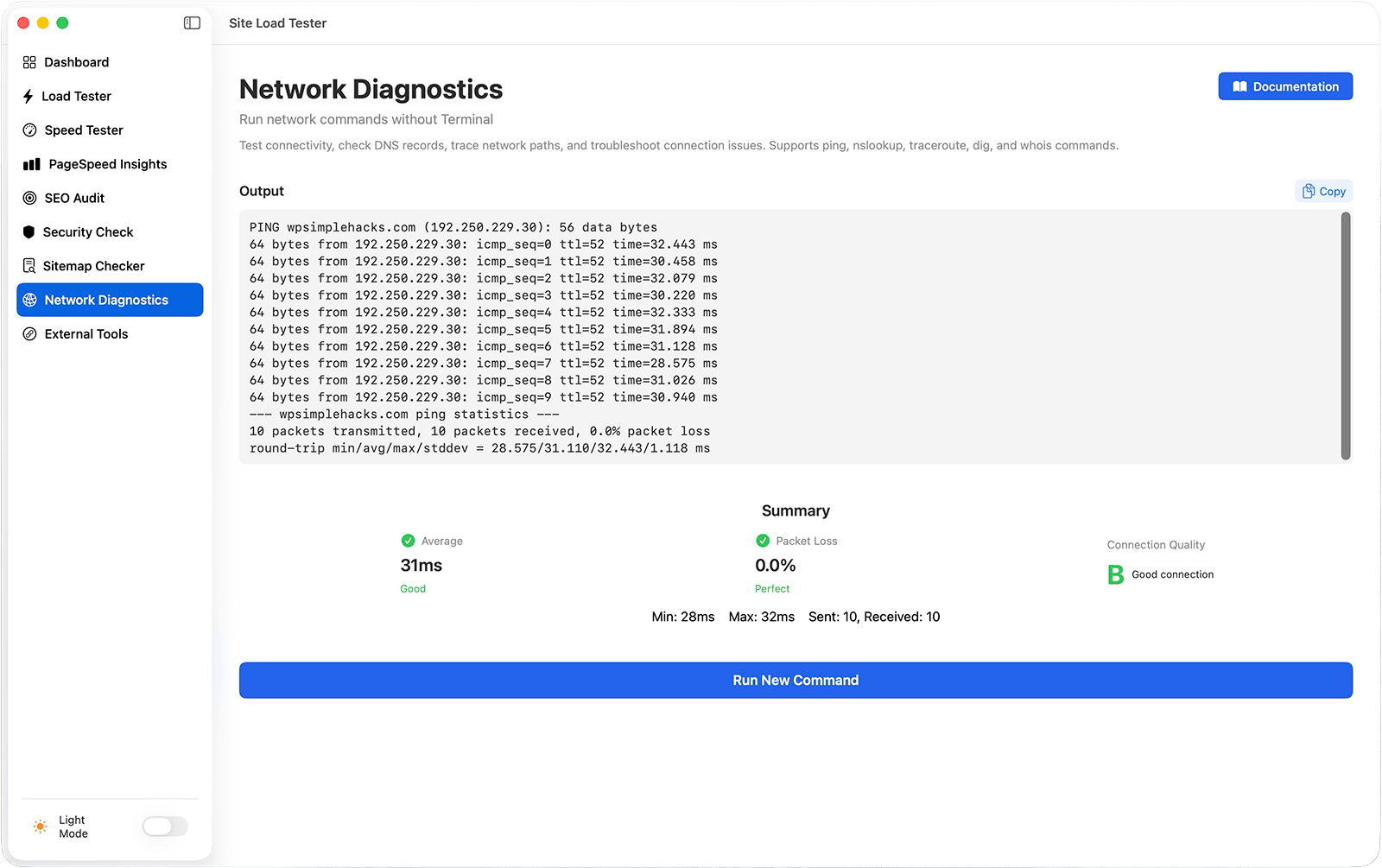 Nework Diagnostics app for Mac