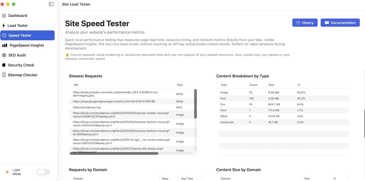 Site Load Tester 1.2.1 - Fix for Slowest Requests Table Horizontal Scrolling